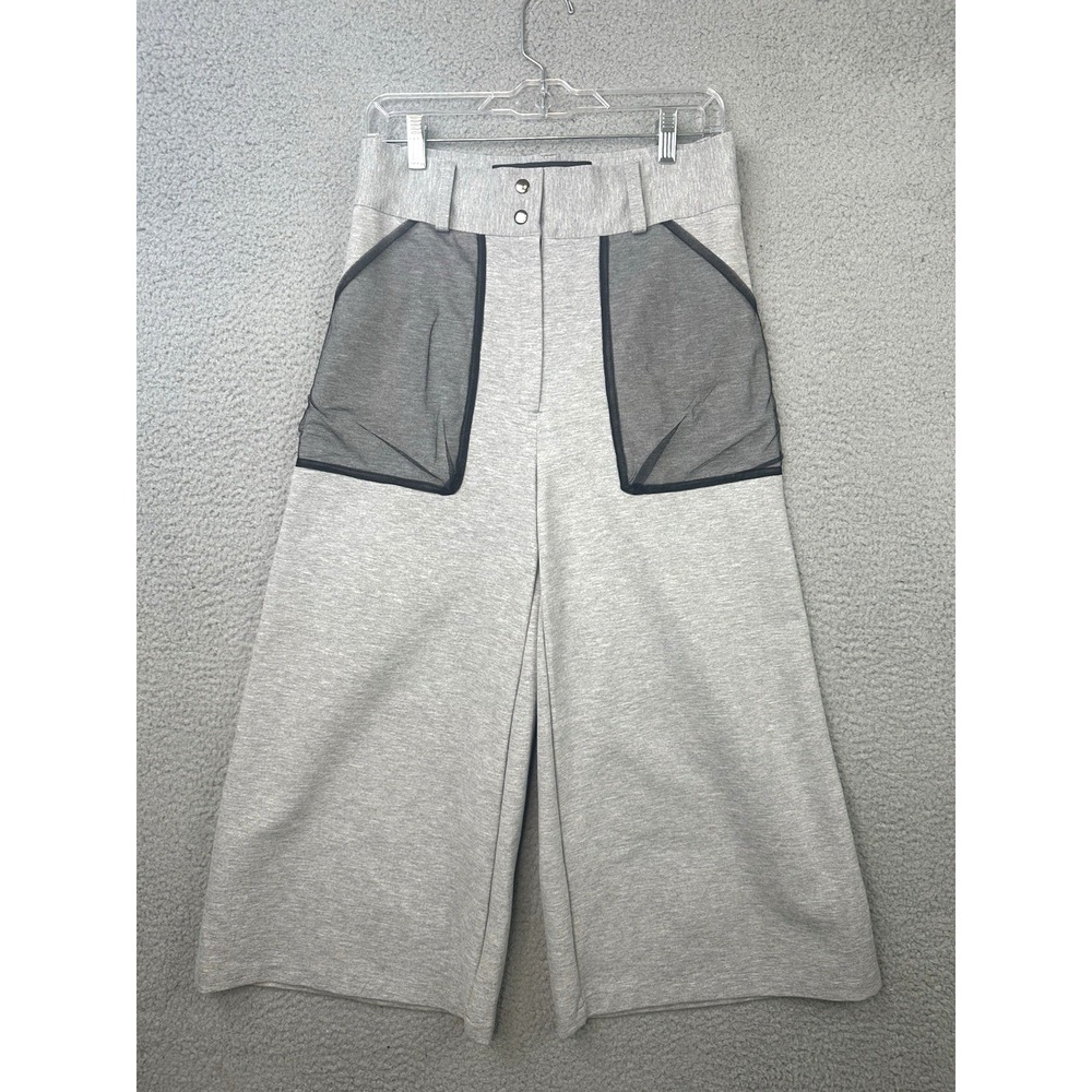 LINK by Ogi Antunac Grey Knit Culottes Pants Mesh Overlay Pockets Avant Garde S